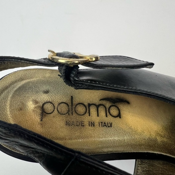 Paloma Sandals Size 9.5 AA Elegant Black Leather Heels Made In Italy - Picture 5 of 10